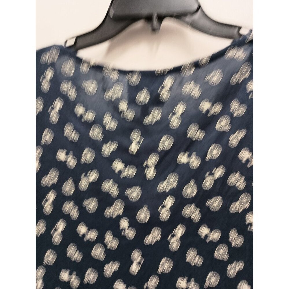 W5 Womens T-Shirt Large Navy Blue Bicycle Print Short Sleeve Pullover Casual Top - Picture 4 of 4